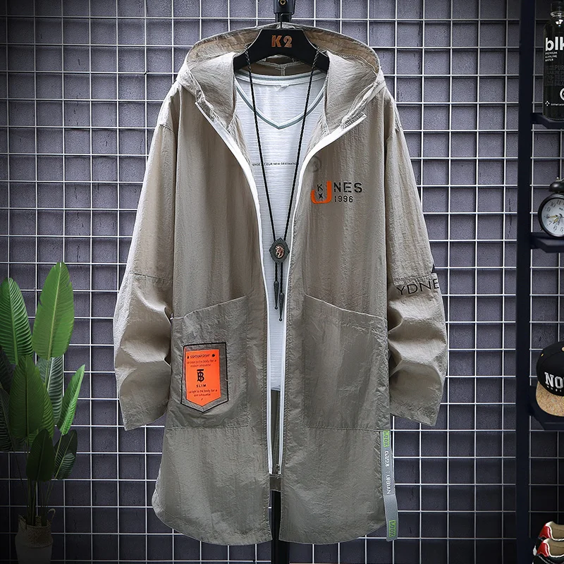 

Летнее мужское легкое тонкое солнцезащитное пальто с капюшоном, дышащая свободная однотонная повседневная ветровка Faion Busin