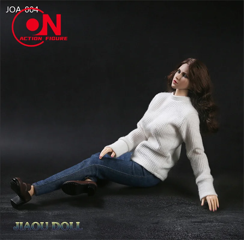 JOA-004 1/6 Female Casual Sweater Denim Jeans Clothing Set Model Fit 12'' TBL PH Soldier Action Figure Body Dolls