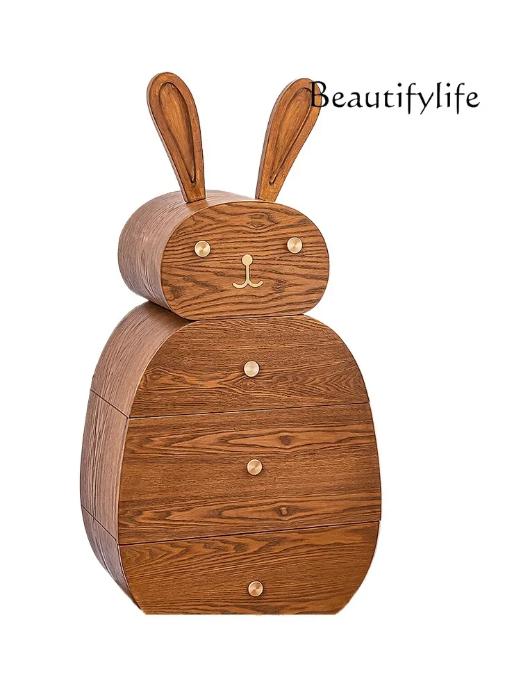 Nordic Retro Creative Bunny Locker Antique Bedroom Cloakroom Multi-Layer Storage Cabinet