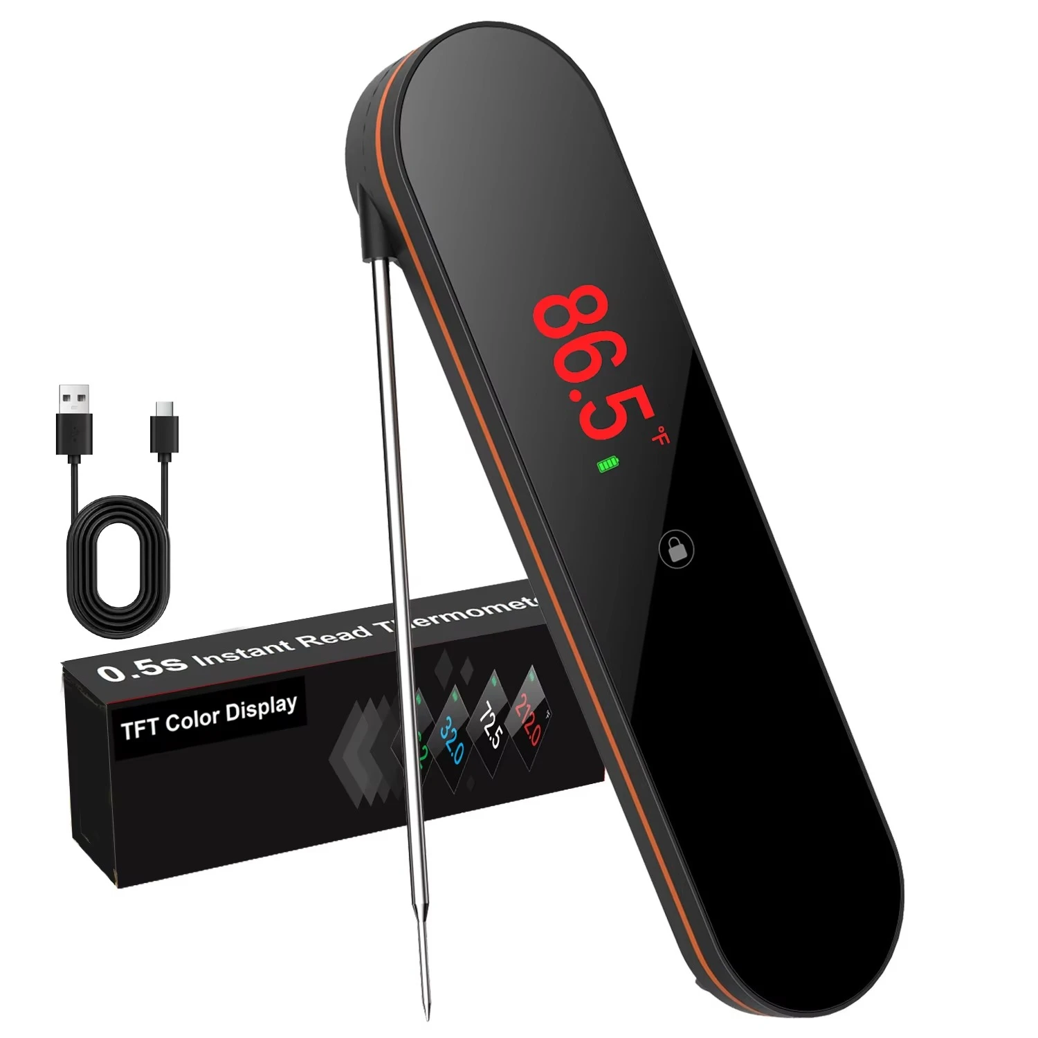 

Waterproof IP-09 Rechargeable Digital Meat Food Thermometer Instant Read Thermometers with Magnetic Back