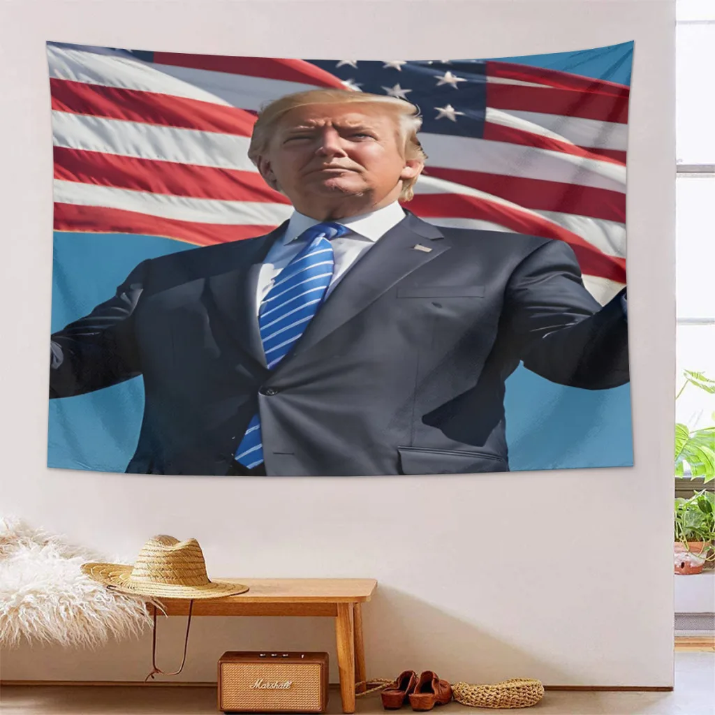 Donald Trump 2024 Tapestry Home Decoration Bedroom Colored Tapestry Living Aesthetic Macrame Wall Hanging