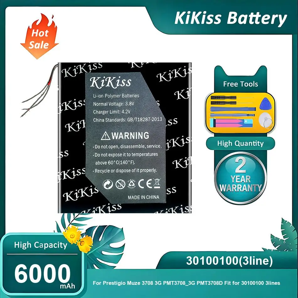 

KiKiss Battery For Prestigio Muze 3708 3G PMT3708_3G PMT3708D PMT3708C Fit for 30100100 3lines,30100100(3line),6000mAh