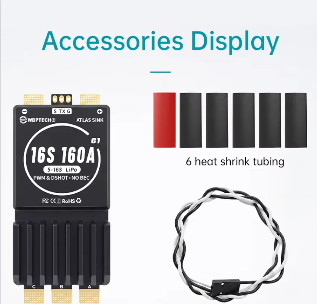 WBPTech Atlas Sink 16S80A G1 AM32 ESC 5-16S Lipo 80A Continuous 80A Peak For 10-18 Inch X-Class Heavy Lift FPV Drone UAV