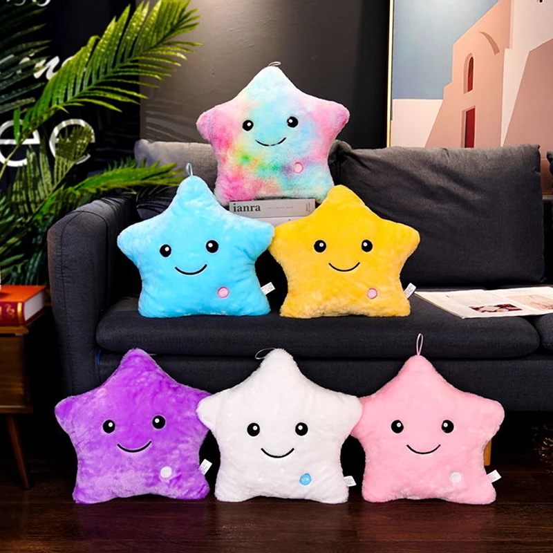 

Creative Luminous Star Pillow Soft Plush Pentagram Cushion LED Glowing Stuffed Doll Colorful Plush Star Cushion Пушистые Игрушки