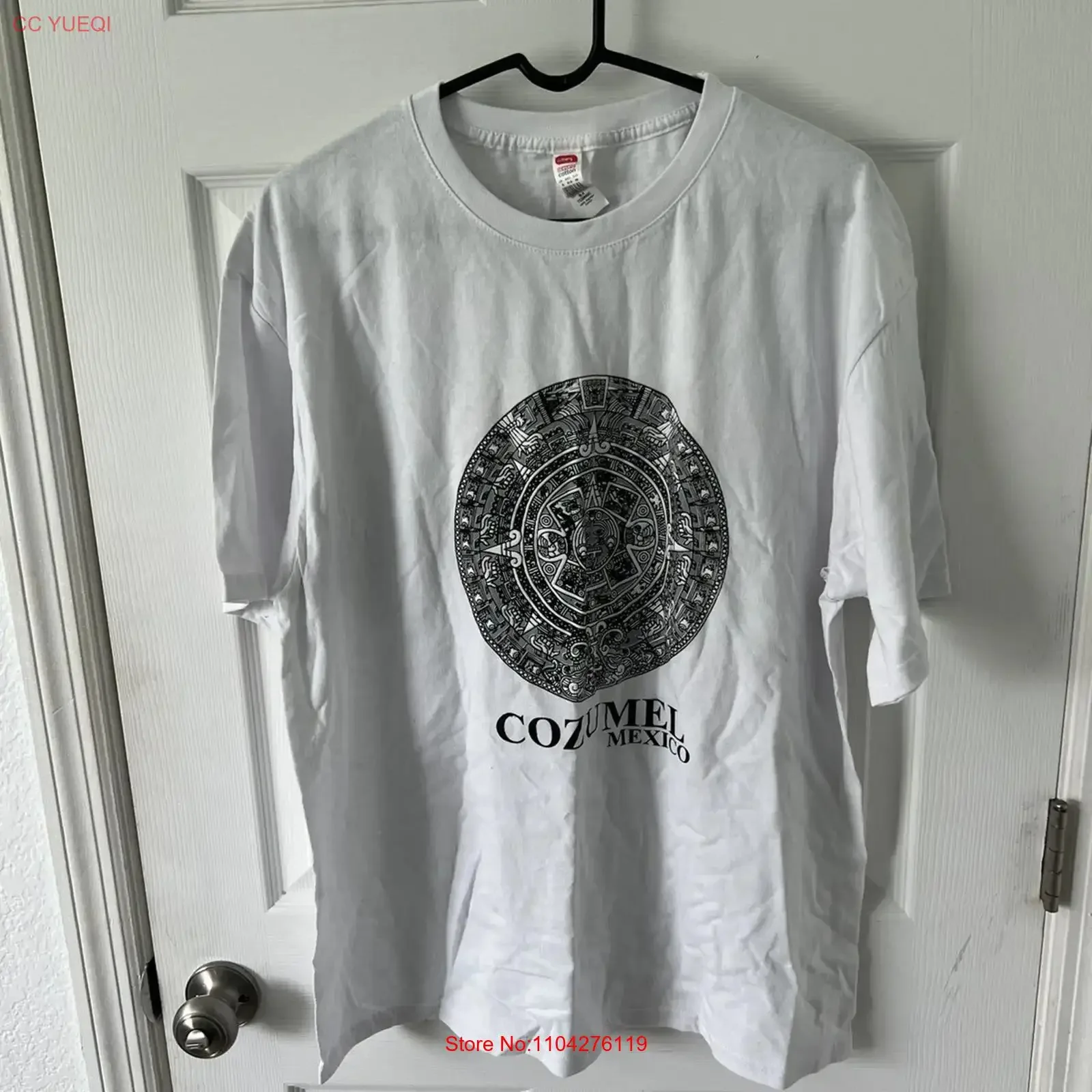 Cozumel Mexico T shirt Men's XL White Aztec Mayan Calendar vintage Washed Soft Stylish streetwear Stretched Unisex homme