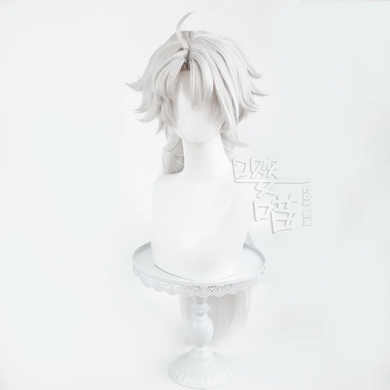 Perruque de Cosplay de Lingyang pour Homme et Femme, Perruques de Cheveux Synthétiques, Argent Blanc, Degré de Chaleur, Jeu Wuthering Waves, Halloween Anime, 80cm