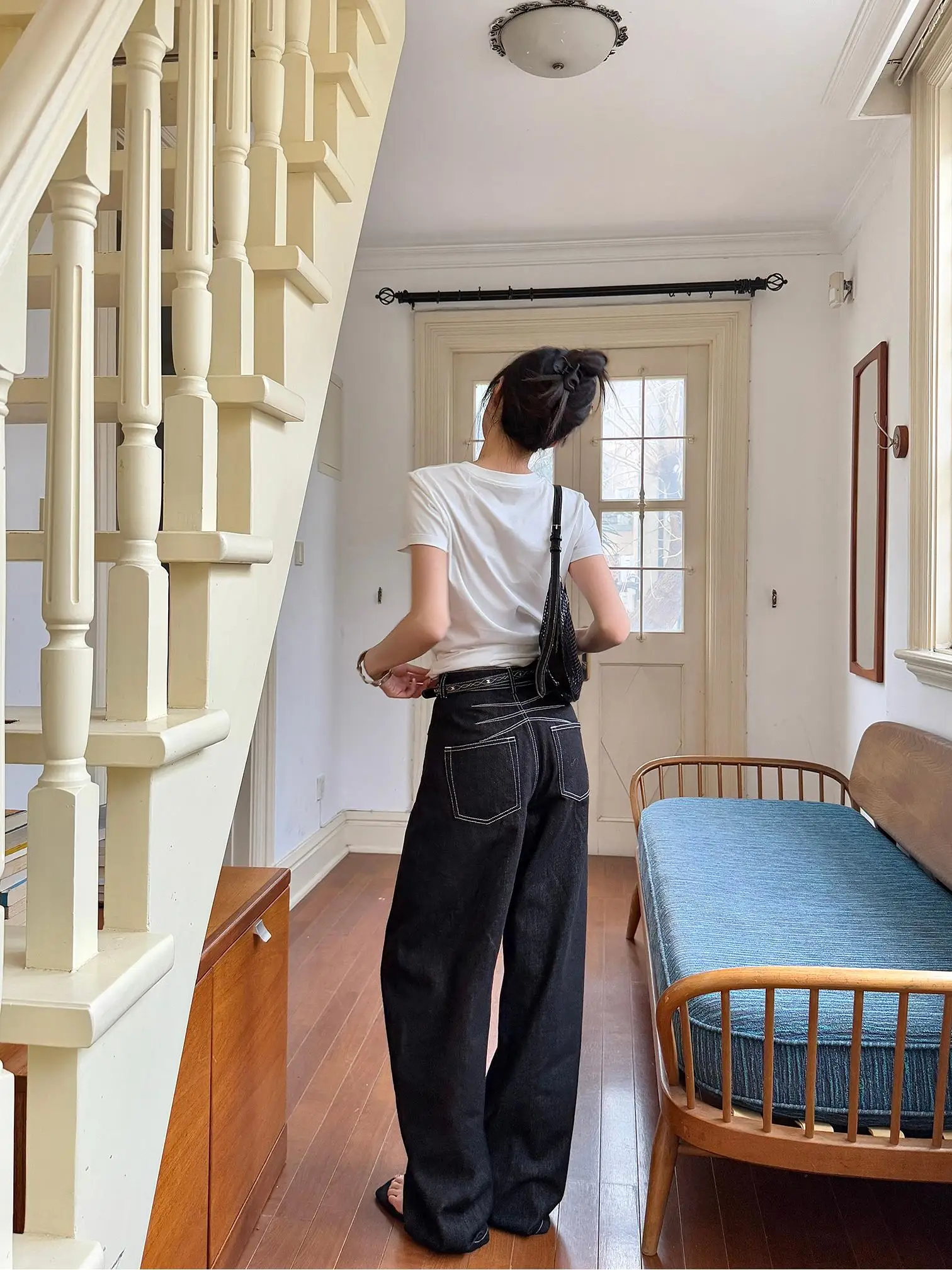 

Удобные женские джинсы Mlancy: модные, эластичные, синие, с высокой талией, расклешенные брюки для весны