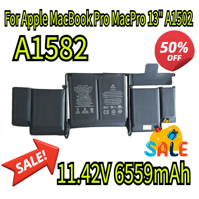 

11.42V 6559mAh battery For Apple MacBook Pro MacPro 13" A1502 ME865 ME864 MF839 A1493 A1582 Genuine Laptop Battery + tools