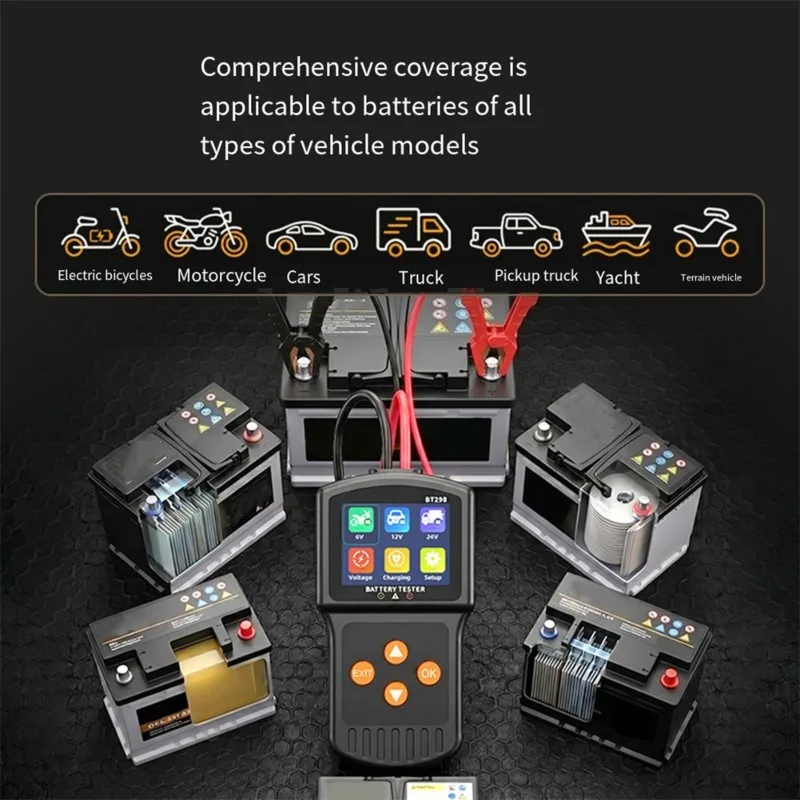 [NEWA64Z!】 Universal 6-24V Car Battery Tester For Motorcycles And Vehicles-Diagnostic Functionality Tool