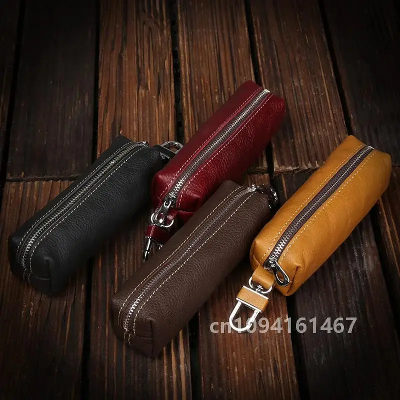 EISIPURI Genuine Cow Leather Men Women Key Bag Small Business Kay Case Women Housekeepers Wholesale purse keychain wallet