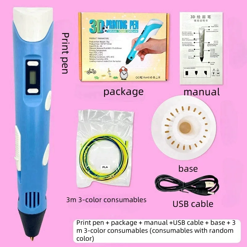 Electronic 3D Printing Pen with 9M PLA Consumables High-Temperature 3D Graffiti Tool Intelligent Toy Christmas Birthday Gift gallery 1