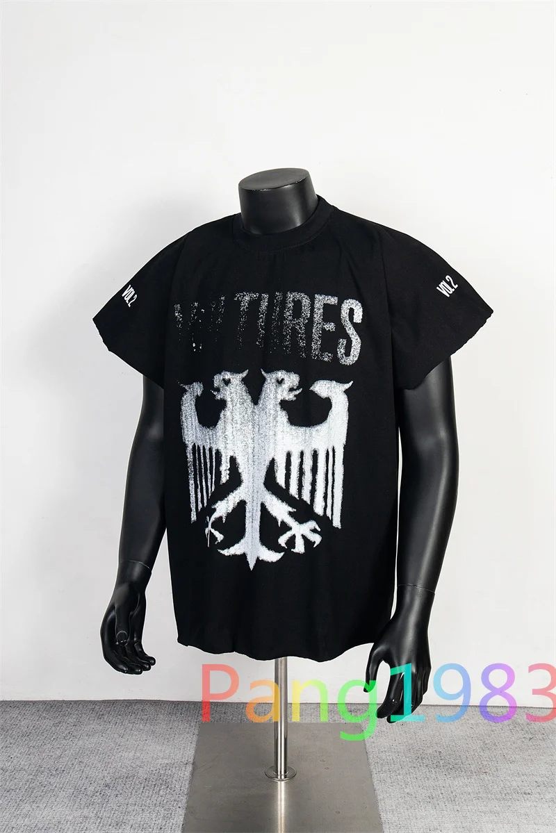 2025ss Vultures Kanye Vintage Graphics T-shirt Men Women Streetwear Oversized Tops Tee Loose T Shirt