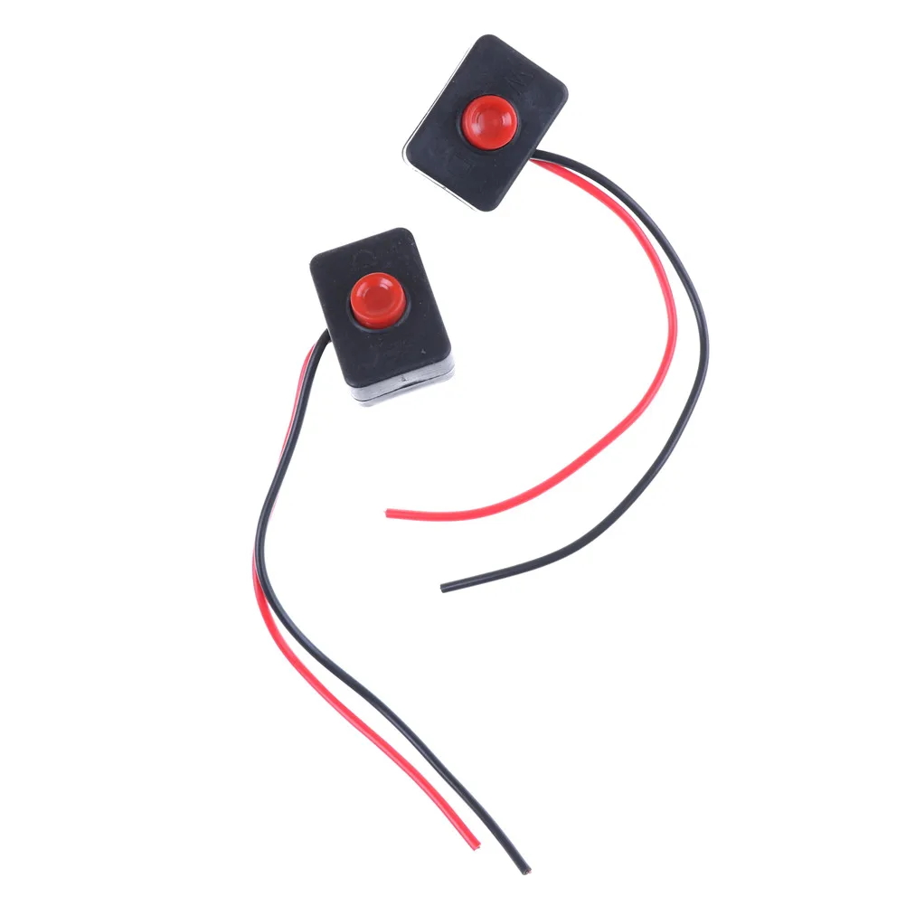 2PCS DC 12V 2A Adhesive Base Push Button Action Wired Switch for Car