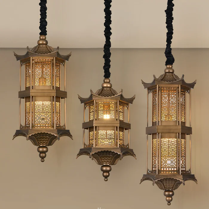 

New Chinese Pendant Lights Zen Chinese style palace restaurant teahouse bar corridor porch ancient building retro lamp