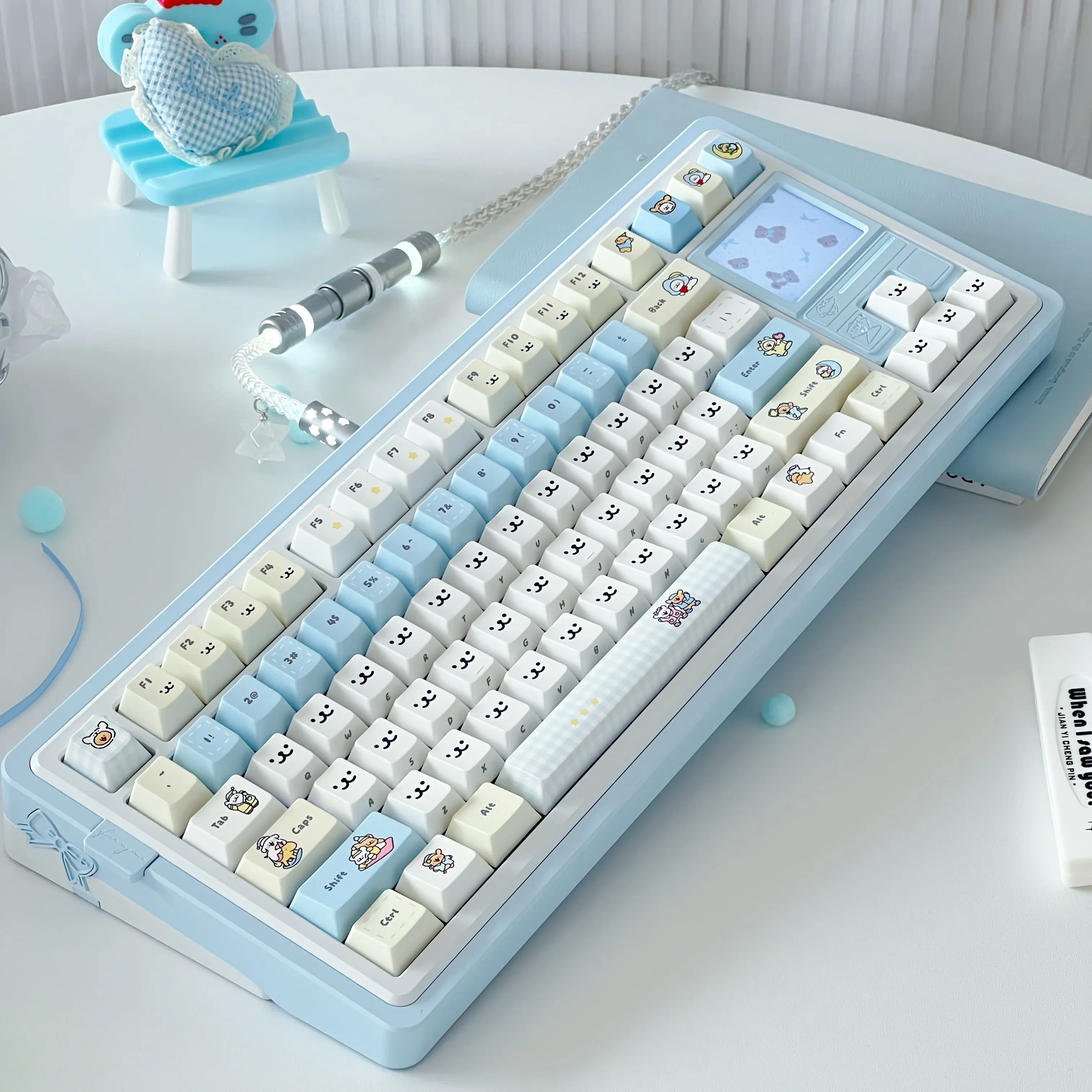 maimooo-keycap-lines-puppy-cute-white-cartoon-cherry-pbt-keycaps-a-sublimation-thermique-sur-cinq-faces