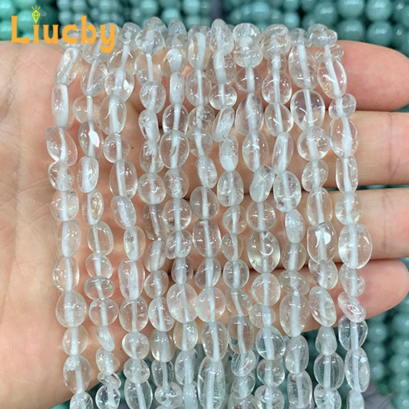 8mm Natural stone white crystal Random shape Handmade beads for Jewelry Making DIY clothing Trouser shoes accessories 15