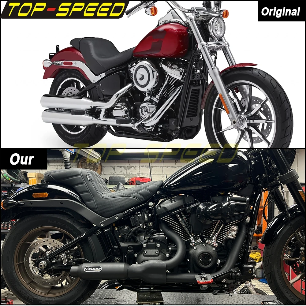 Motorcycle Full System Exhaust Pipe 2-Into-1 Muffler Tube For Harley Softail Low Rider S ST EI FXLR FXLRS FXLRST EI Diablo FXRST