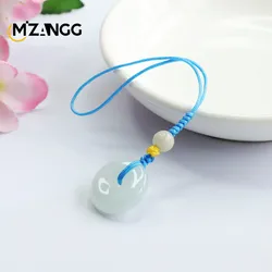 Natural Myanmar Jadeite Peace Buckle Bag Key Hanging Exquisite Fashion Jewelry Men's and Women's Party Holiday Decoration Gift