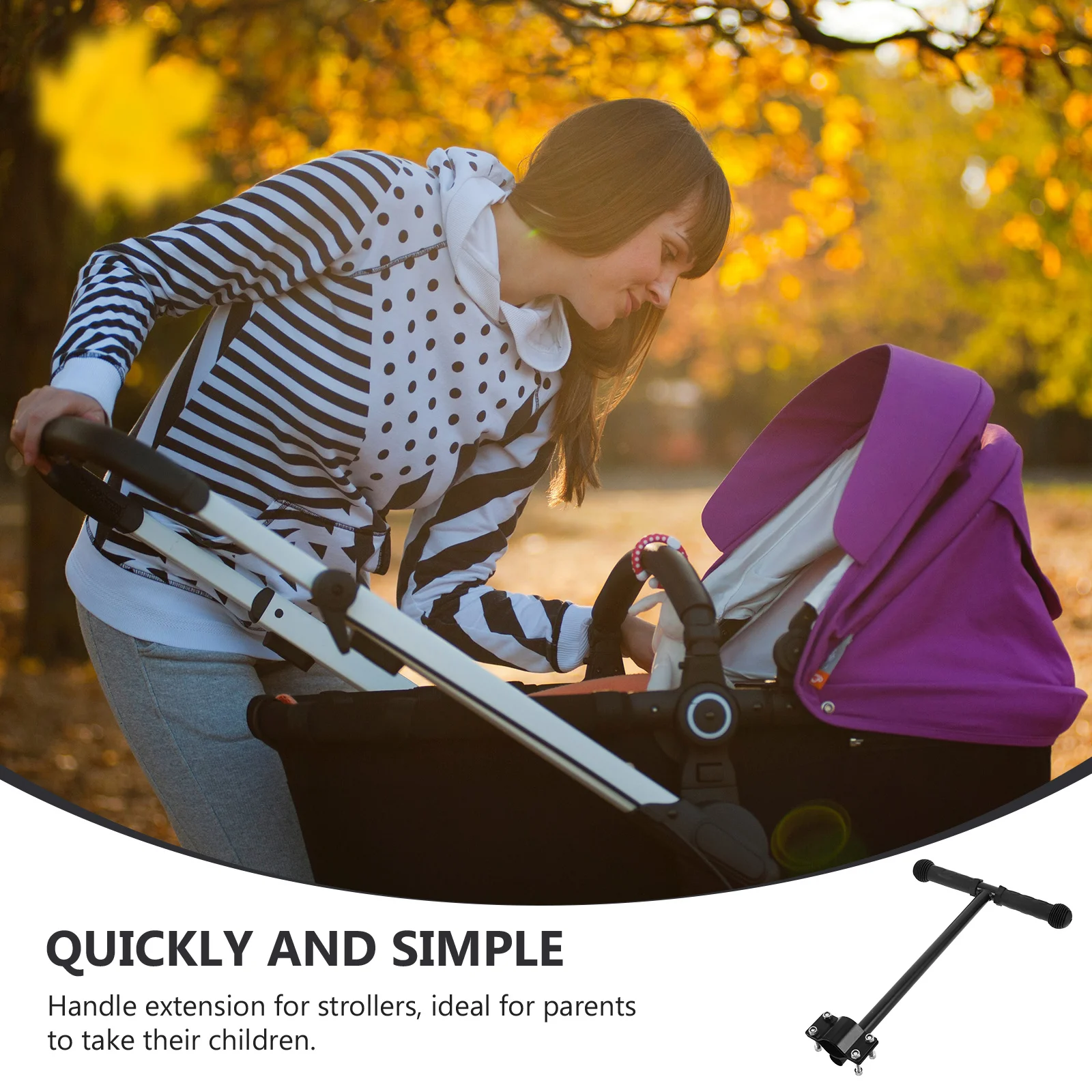 عربة مقبض موسع بار عربة طفل تمديد 1.18 بوصة قطر مريح عدم الانزلاق قبضة مرفق لعربات الأطفال #2