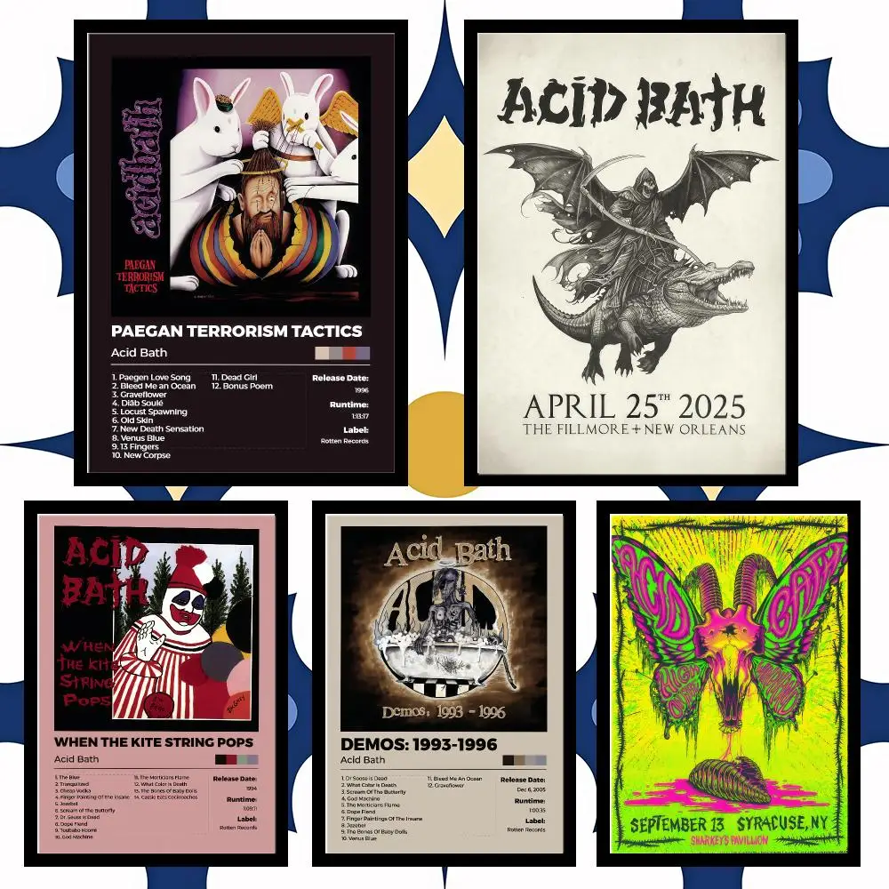 Band A-Acid B-Bath Poster Frameless Poster Wall Art Indoor Decor For Living Room Office Bar Bedroom Wall Decoration