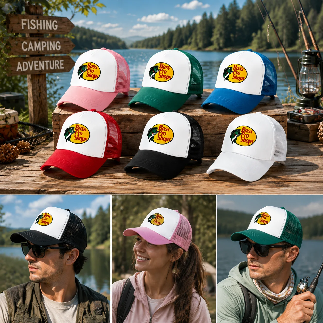 Customize Fish Themed Fashion Baseball Cap Trucker Hat Adult Unisex Adjustable Dad Hat Breathable Stretch Hats Outdoor Sport Hat
