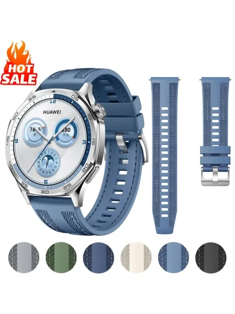 Offizielles Armband für HUAWEI WATCH GT 5 4 46mm Watch 4 5 Pro GT 3 2 Pro 46 mm 22mm Nylon Sport-Composite-Silikon-Armband