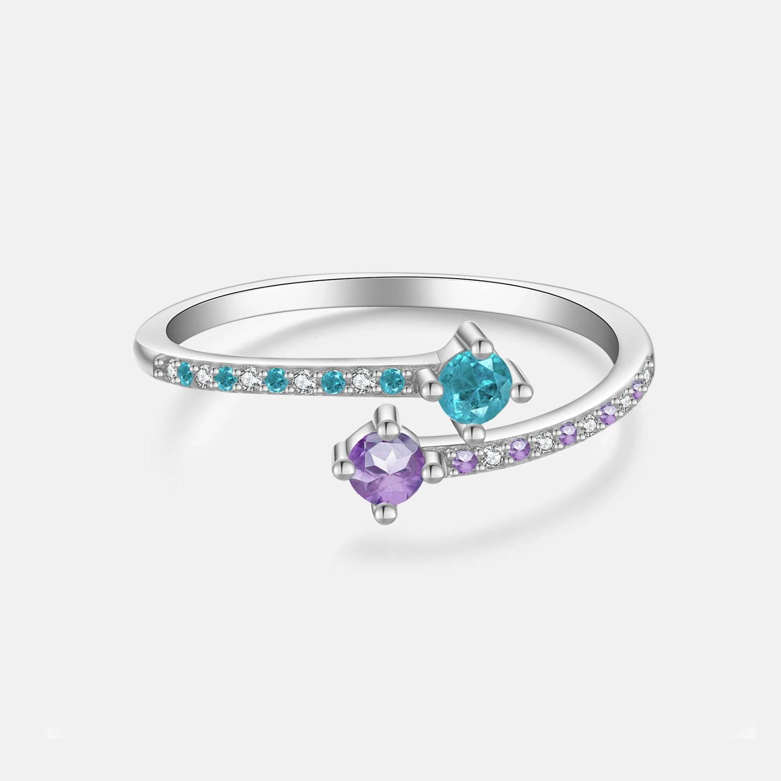 

VEWANT Women 925 Sterling Silver Blue Purple Round Zircon Adjustable Ring 2026 Fashion Fine Anniversary Wedding Party Jewelry