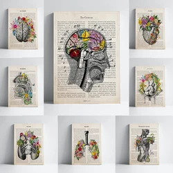 Lungs Flower Anatomy Print Medical Poster Larynx Anatomy Print Heart Flower Anatomy Canvas Painting Doctor Office School Decor