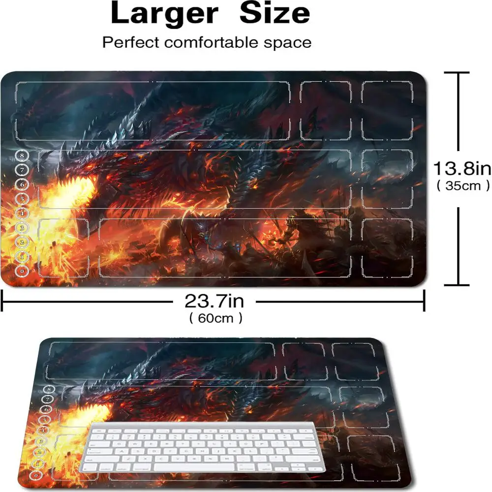 Anime Red Dragon Design Mouse Pad Card Playmat StitchedMagic Zones Game Mats Tabletop rug TCG Card Battles