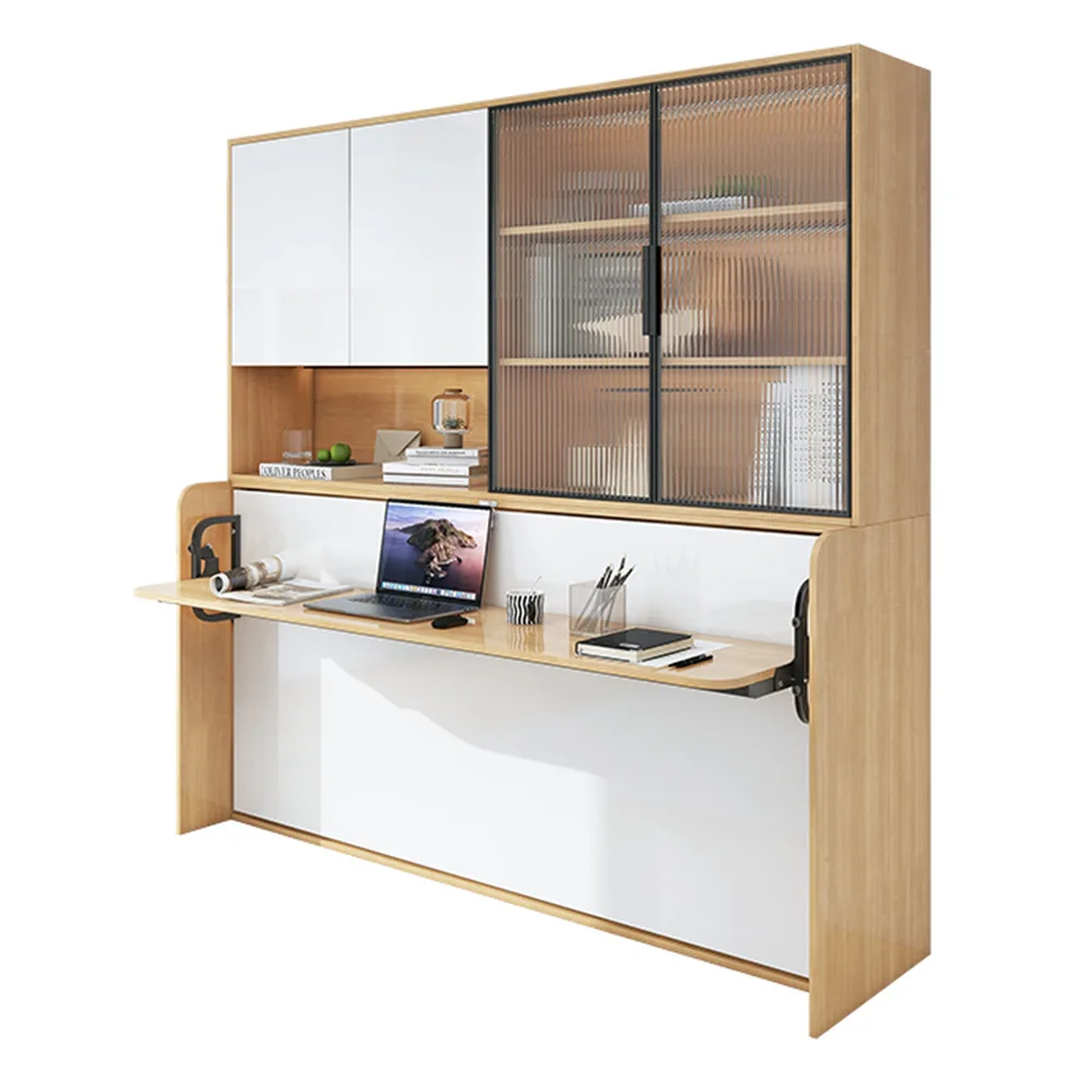 Folding rollover desk bed hidden storage wall multi-function folding single small apartment
