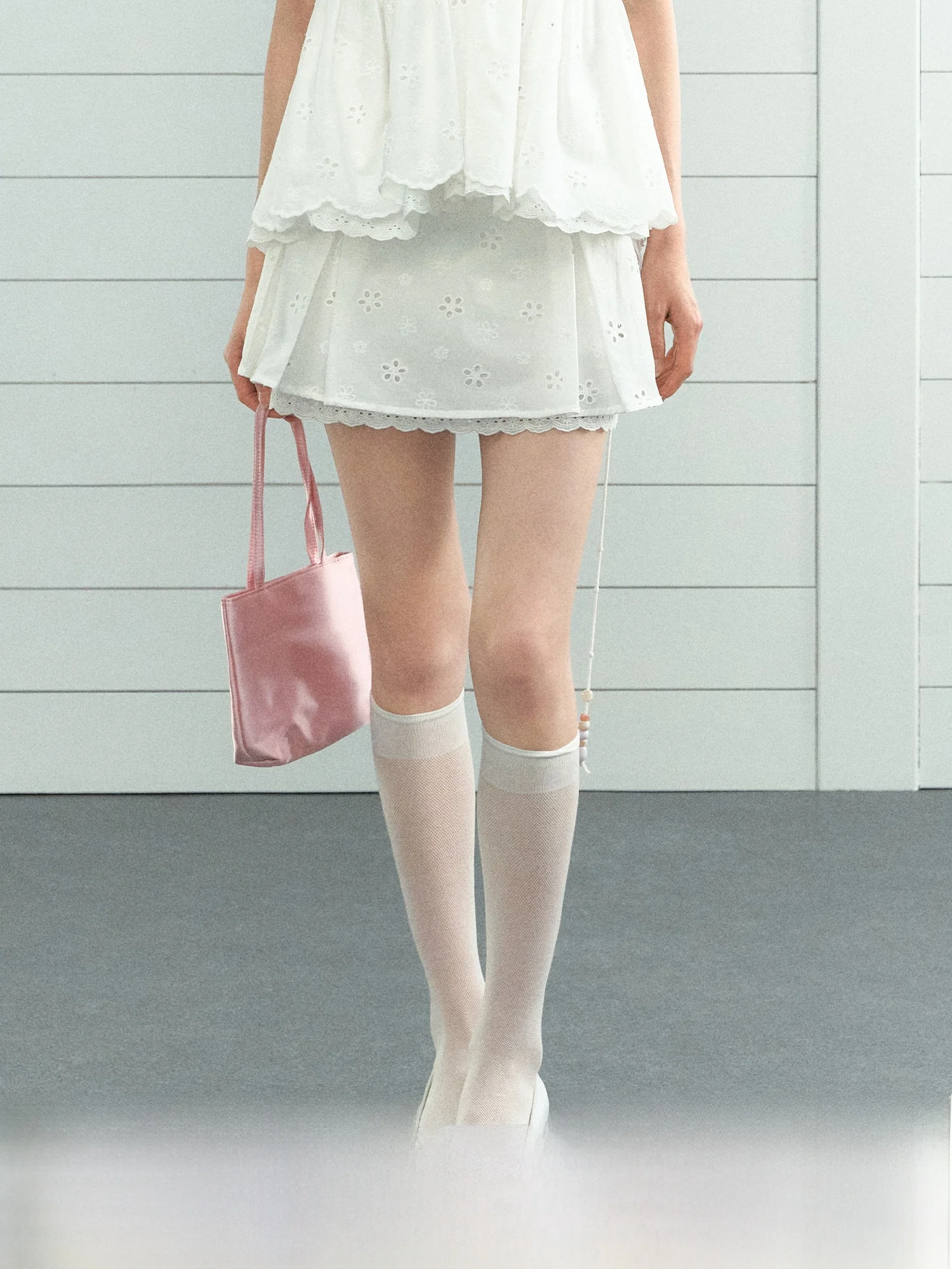 

LaluneDuCiel Pure Cotton Hollow out Casual Skirt Women's Summer ort Skirt French Sle mid Waist A-Line Skirt