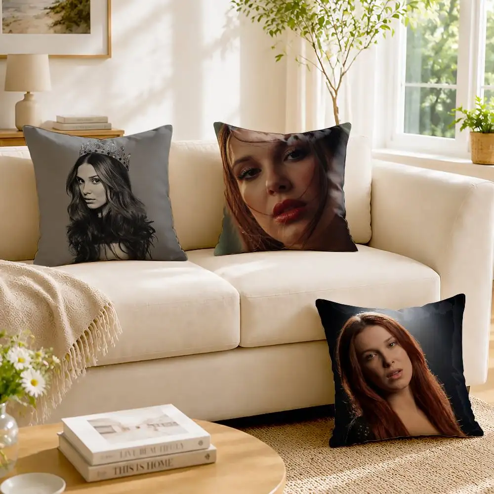 M-Millie Bobby Brown Custom Double Sided Print Square Pillow Cushion Cover
