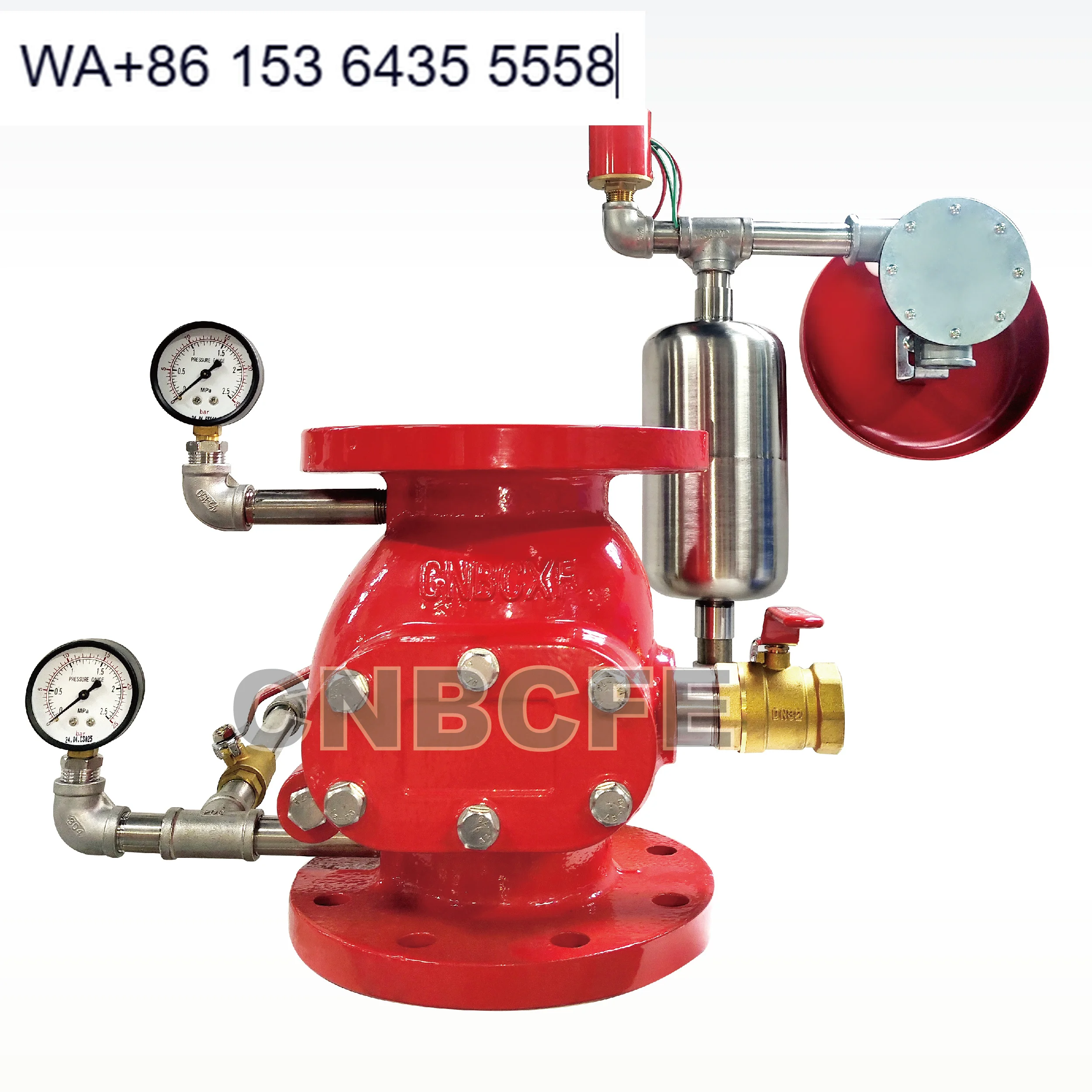 CNBCFE  Flange Wet Alarm Valve Assembly Fire Sprinkler System Wet Alarm Valve Complete With Pressure Gauges & Alarm Piping
