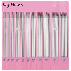 55PCS Double Pointed Stainless Steel Knitting Needles Set 20CM Crochet Hook Sets 2.0-6.0mm Knitting Pins DIY Weave Sewing Tools