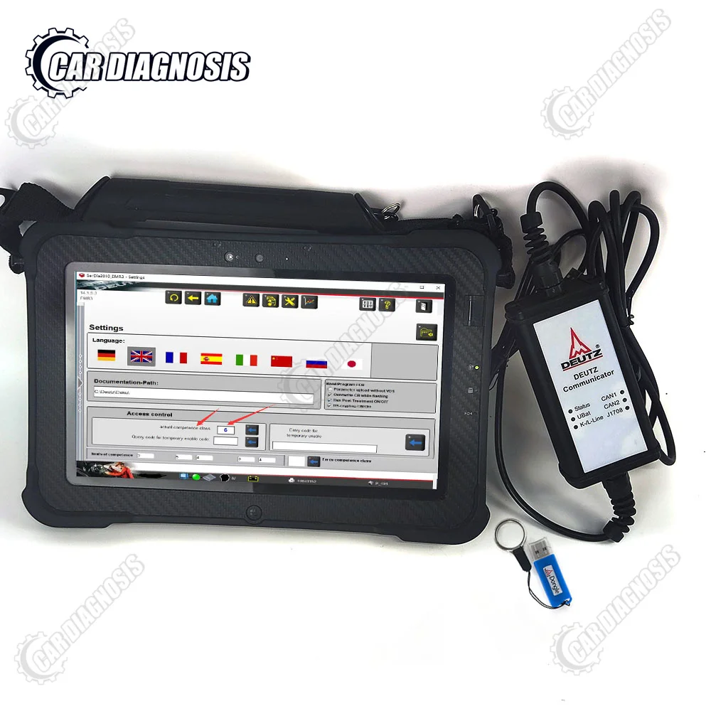 

for DEUTZ DIAGNOSTIC KIT for DEUTZ DECOM Diagnosis Scanner and For Deutz SerDia for Deutz controllers EMR2 and tablet+usb dongle