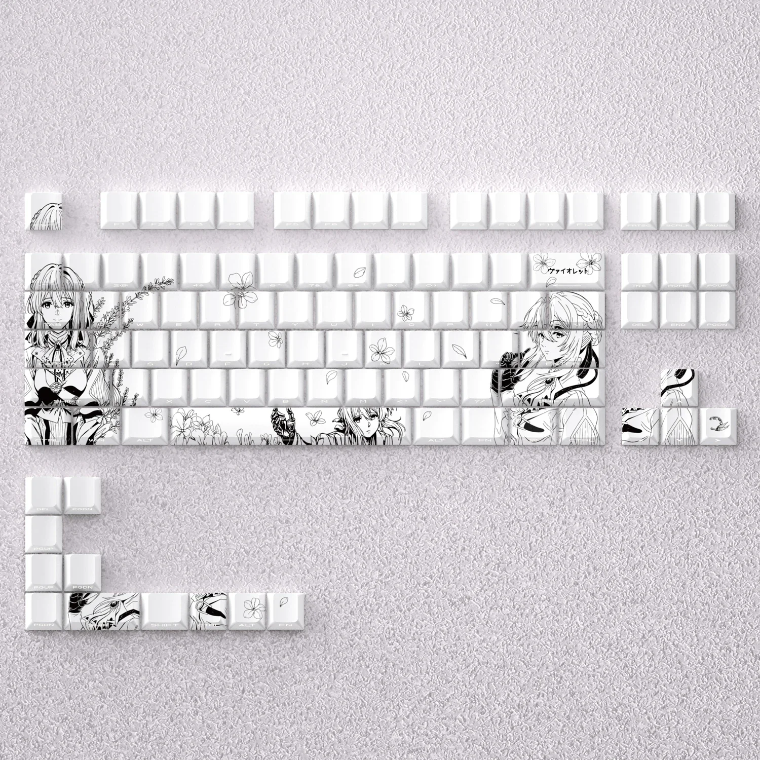 

Anime Keycaps Violet 73/98 Keys PBT Dye Sublimation Cherry for Mechanical Keyboard AULA F75 Mad 60he 68he Wooting GK61 Game PC