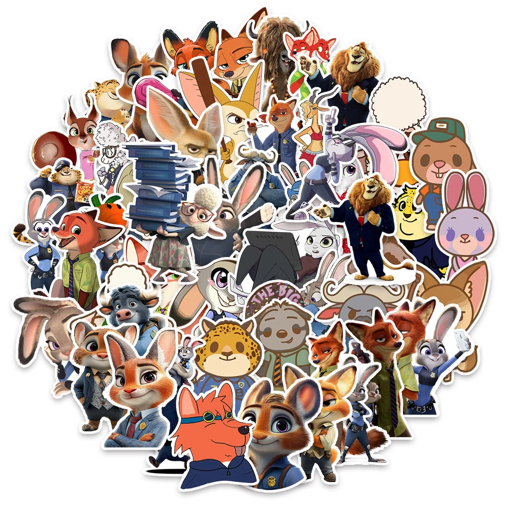 

10/30/50pcs Cute Cartoon Disney Zootopia Stickers Funny Graffiti Sticker for Kids Toy DIY Stationery Luggage Phone Anime Decals