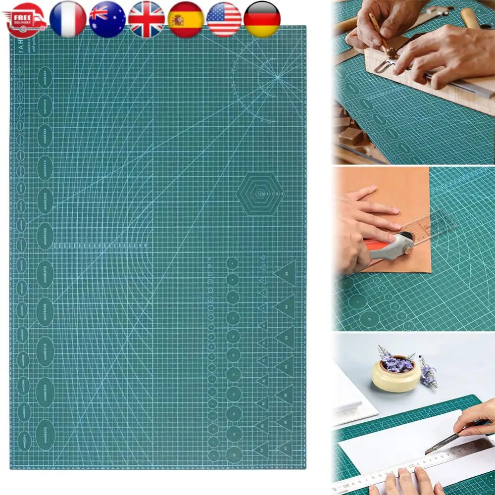 Tapis de découpe auto-guérison à 3 couches A1, 90x60cm, tampon artisanal en PVC à grille Double face pour bricolage, couture, gravure sur cuir, découpe de papier ﻿