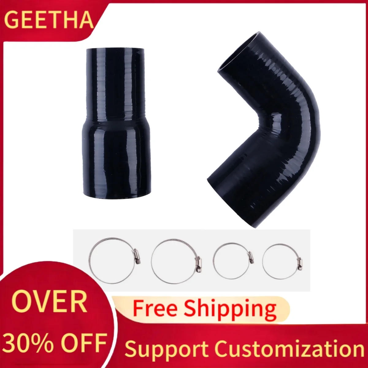 Silicone VRSF 7.5" Intercooler Hose for BMW 135i 335i 335 E90 E92 N54 N55 with Clamps