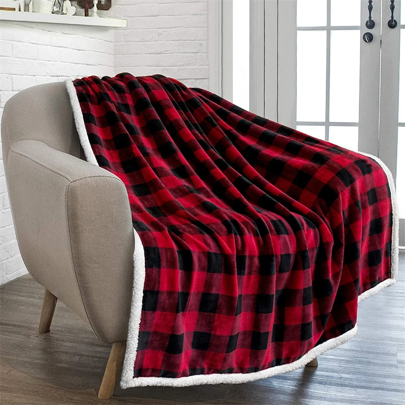 Nordic Style Vintage Plaid Printed Cashmere Blanket Christmas Snowflake Pattern Warm Sofa Shawl Blanket Office Lunch Break Blank