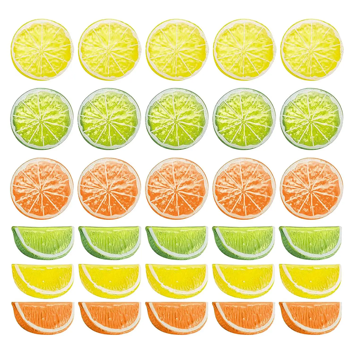 30Pcs 2in Artificial Lemon Slices Simulation Decorative Fake Fruit Wedding Ornament Festival Decor Photography Props