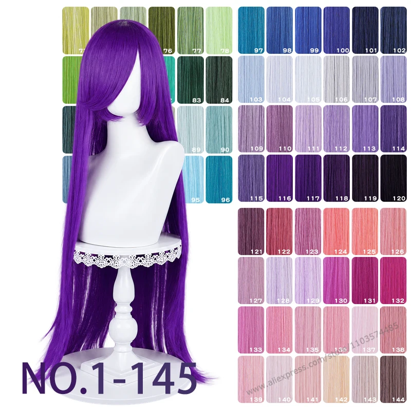 100cm Long Straight Cosplay Wig Long Bangs Heat Resistant Synthetic Hair Black White Pink Red Blue for DIY Styling