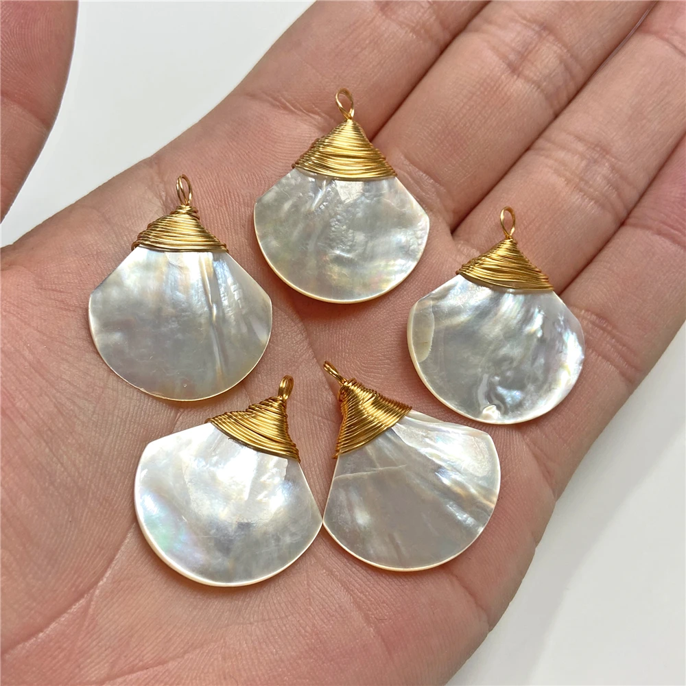 2pc Natural White Mother-of-pearl Shell Charm Pendant For Making Bracelet Necklace Earring Handmade Wholesale Jewelry Women