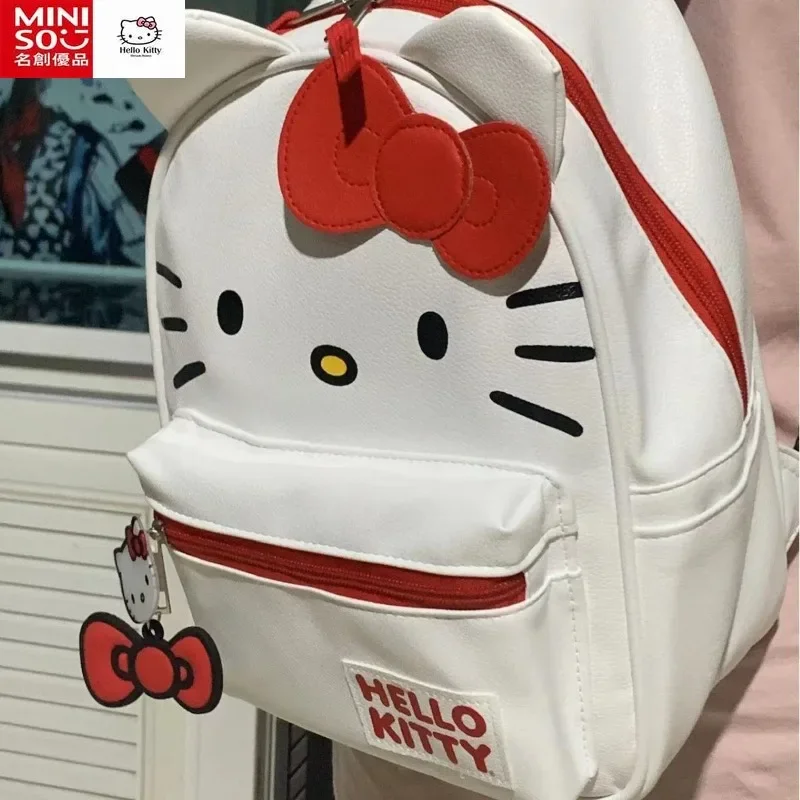 MINISO Cute Student School Bag Hello Kitty Cartoon zaino borsa zaino per ragazze leggera e Versatile per le donne