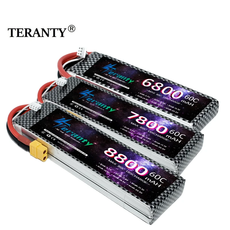 TERANTY 2S Battery 7.4V 6800mah 7800mah 8800mah High Voltage 2s Lipo Battery 60C with XT60 Battery for RC Airplane Helicopter