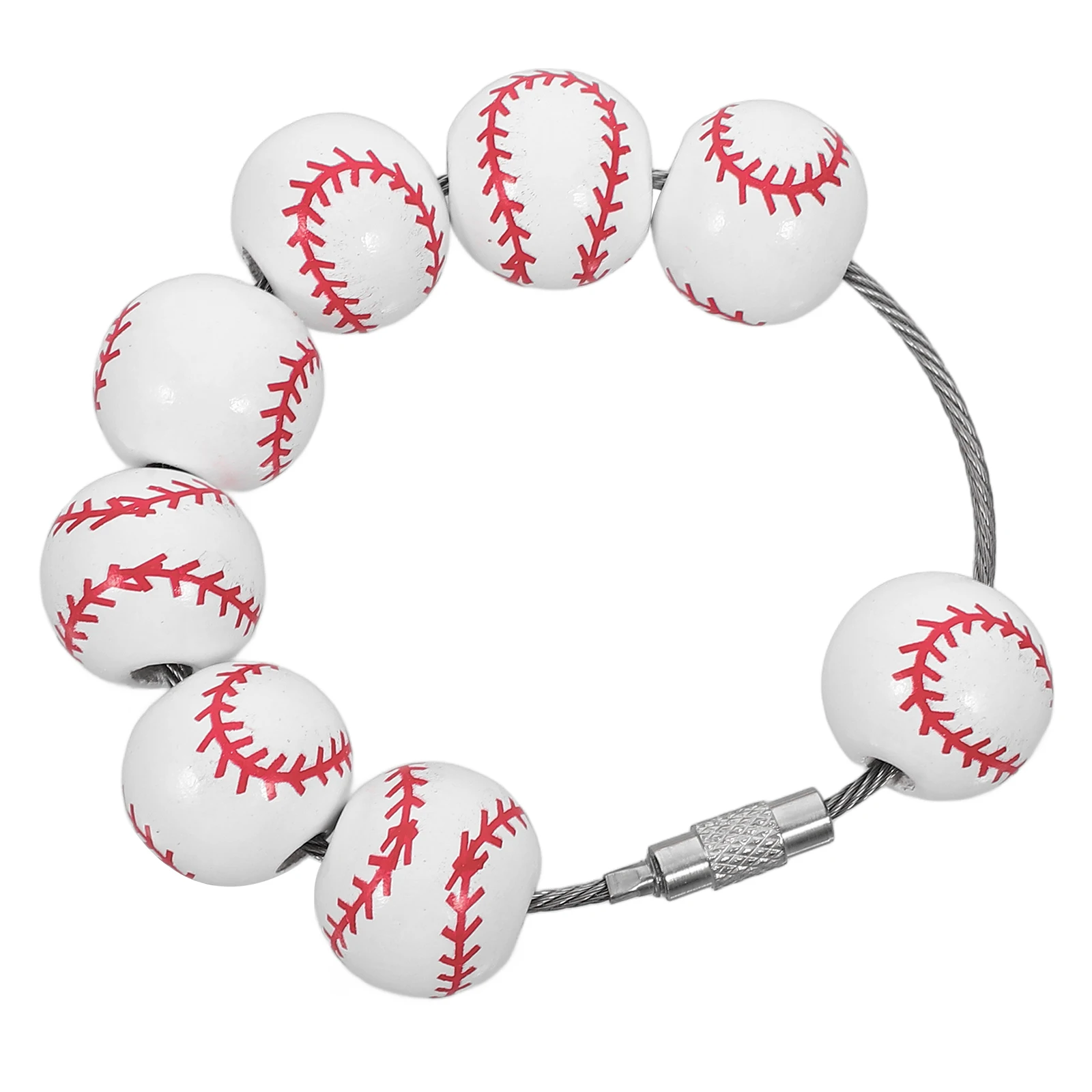 

Baseball Bag Accessories 16mm White Charm Metal Key Chain Car Ring Keys Rings Sport Beads Bracelet Wooden Cute Wristlet
