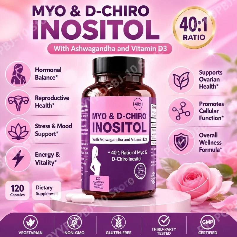 Inositol Supplement for Women Hormone Balance Ovarian Support for Women Vitamin D3 + Ashwagandha