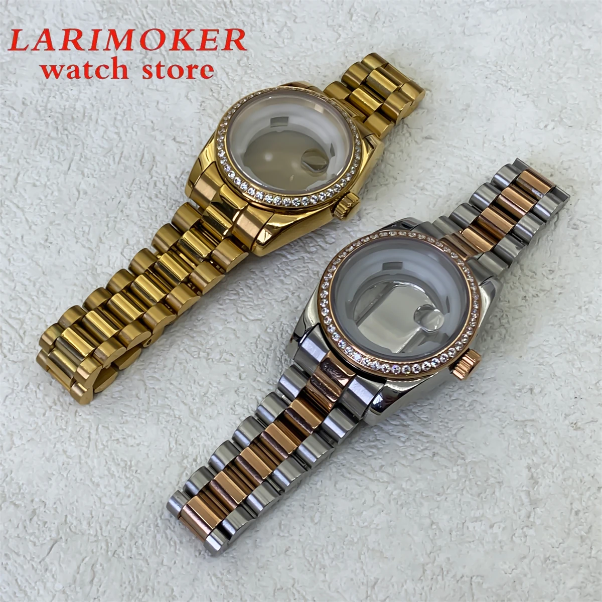 BLIGER 31mm modified Women's Diamond Gold/Rose gold case Stainless steel strap with NH05 NH06 movement