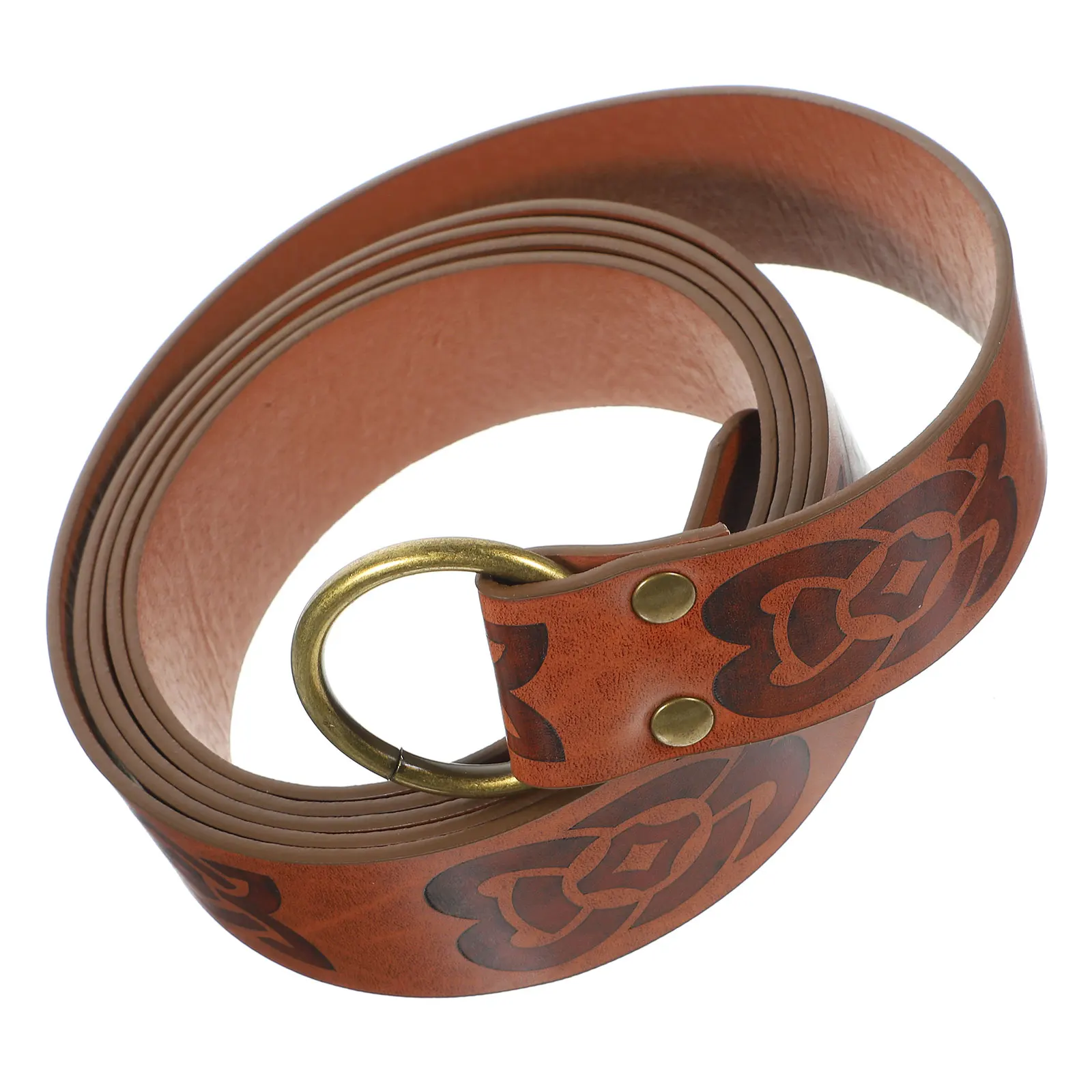 

Vintage Belt Medieval Renaissance Sword Holder Deep Brown 190cm Pu Knight Waist Retro Style Decor Accessories Novelty