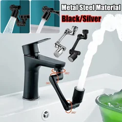 Steel Black 1080° Rotatable Extension Faucet Sprayer Head Universal Kitchen Bathroom Tap Extend Adapter Aerator Faucet Extender